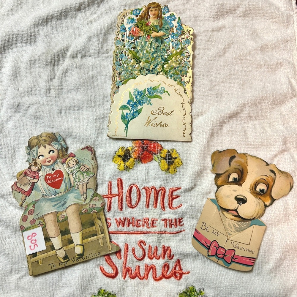Vintage Victorian 3D Pop Up Card & Mechanical‎ Valentines Lot OS